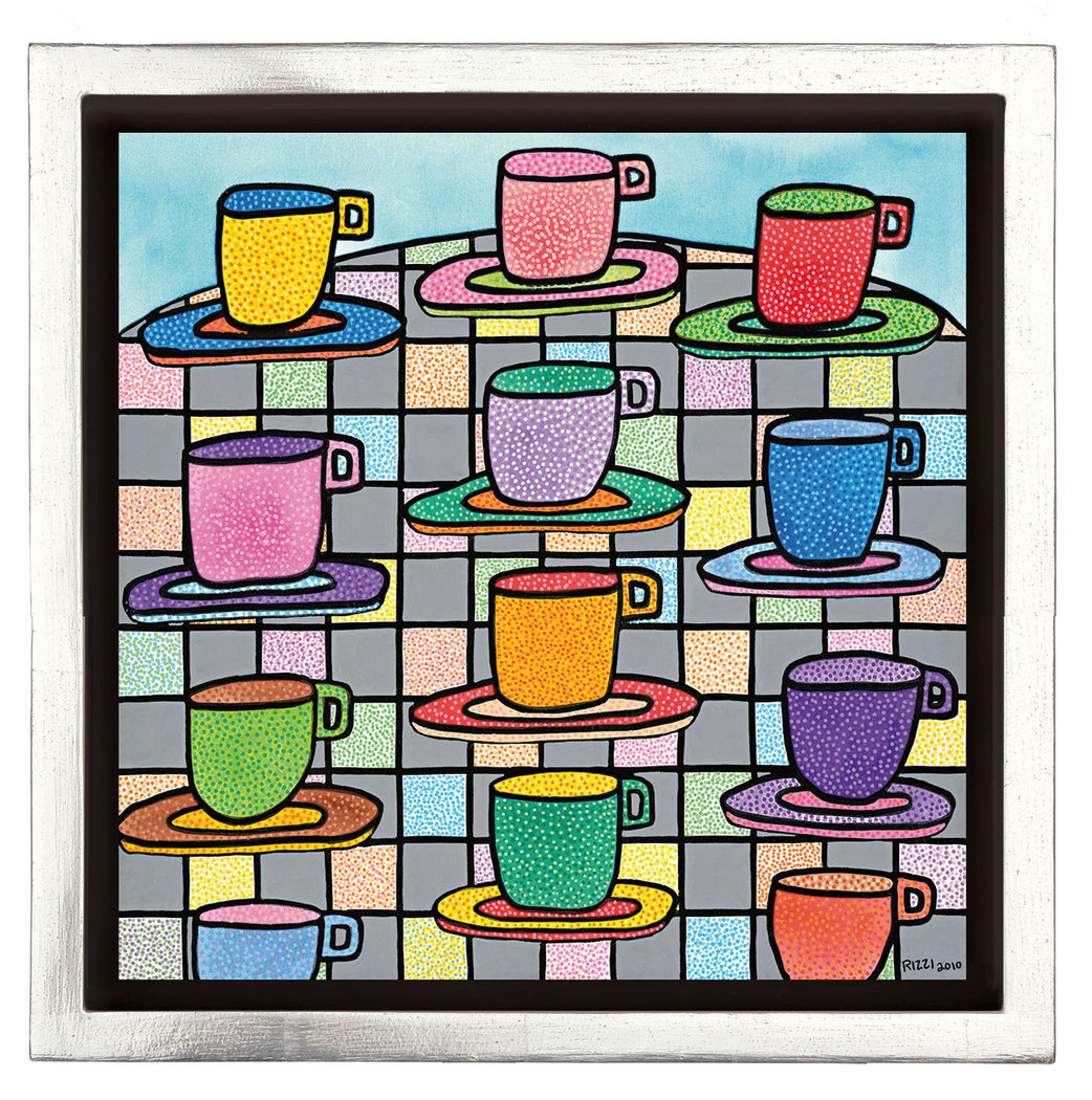 James Rizzi - THE MOST COLORFUL CUPS OF COFFEE - inklusive Rahmen