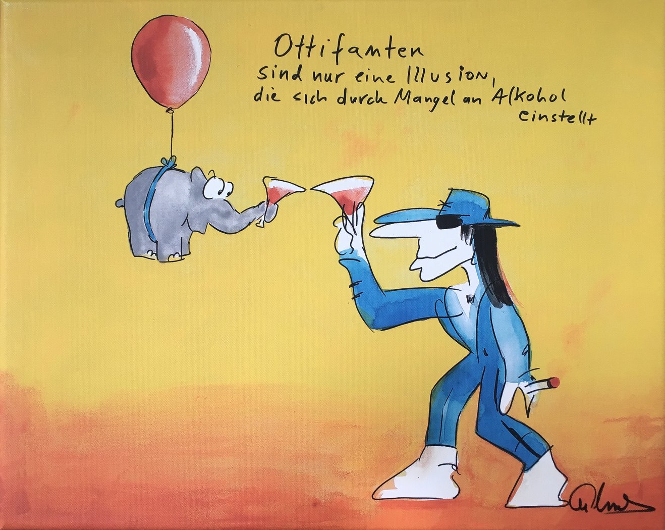 Otto Waalkes - Ottifanten sind nur eine Illusion II - Leinwandbild inklusive Schattenfugenrahmen