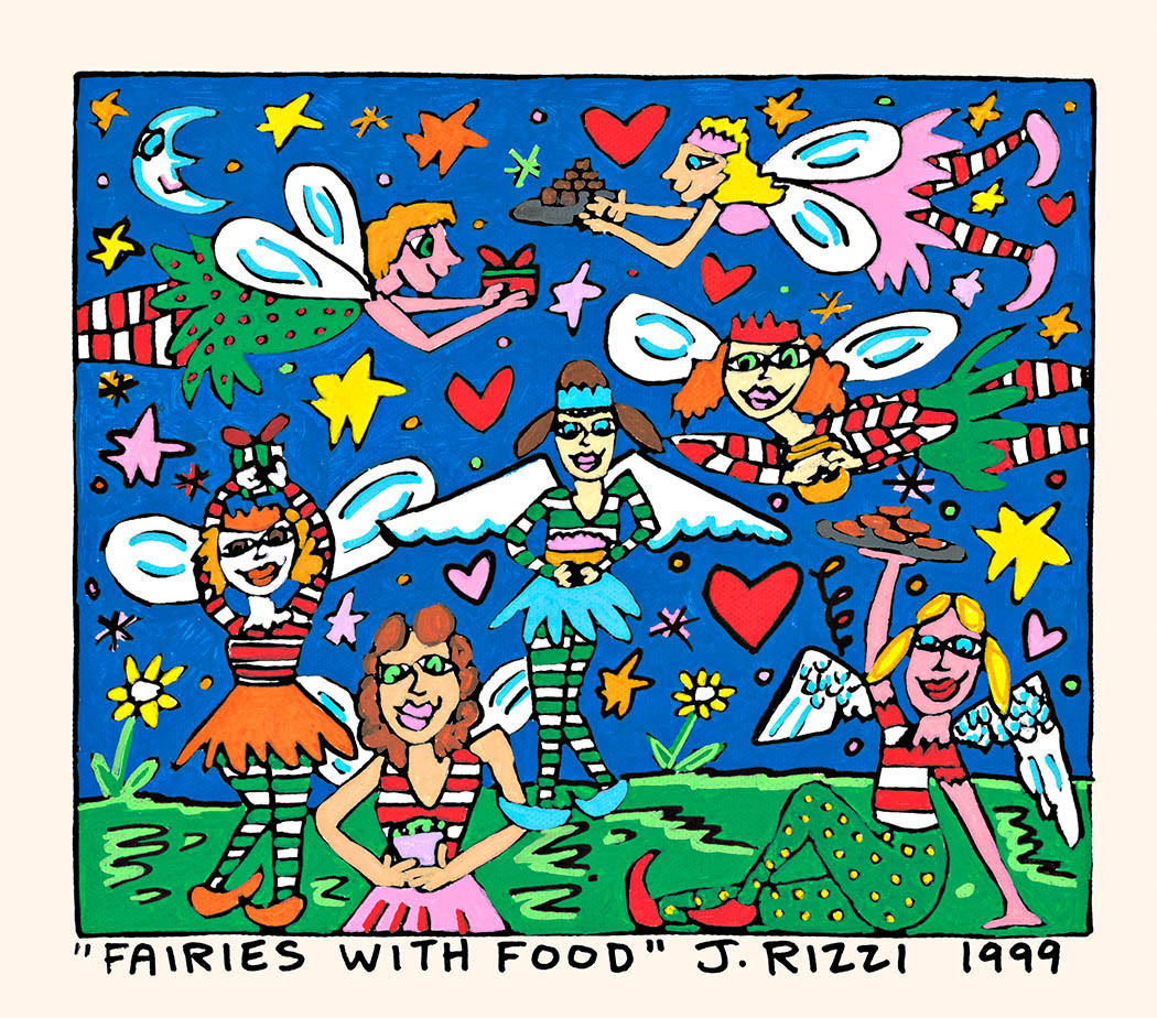 James Rizzi - FAIRIES WITH FOOD - inklusive Rahmen