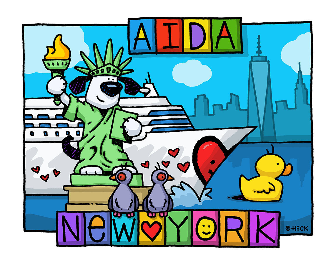Ed Heck - AIDA III - New York - inkl. Einrahmung